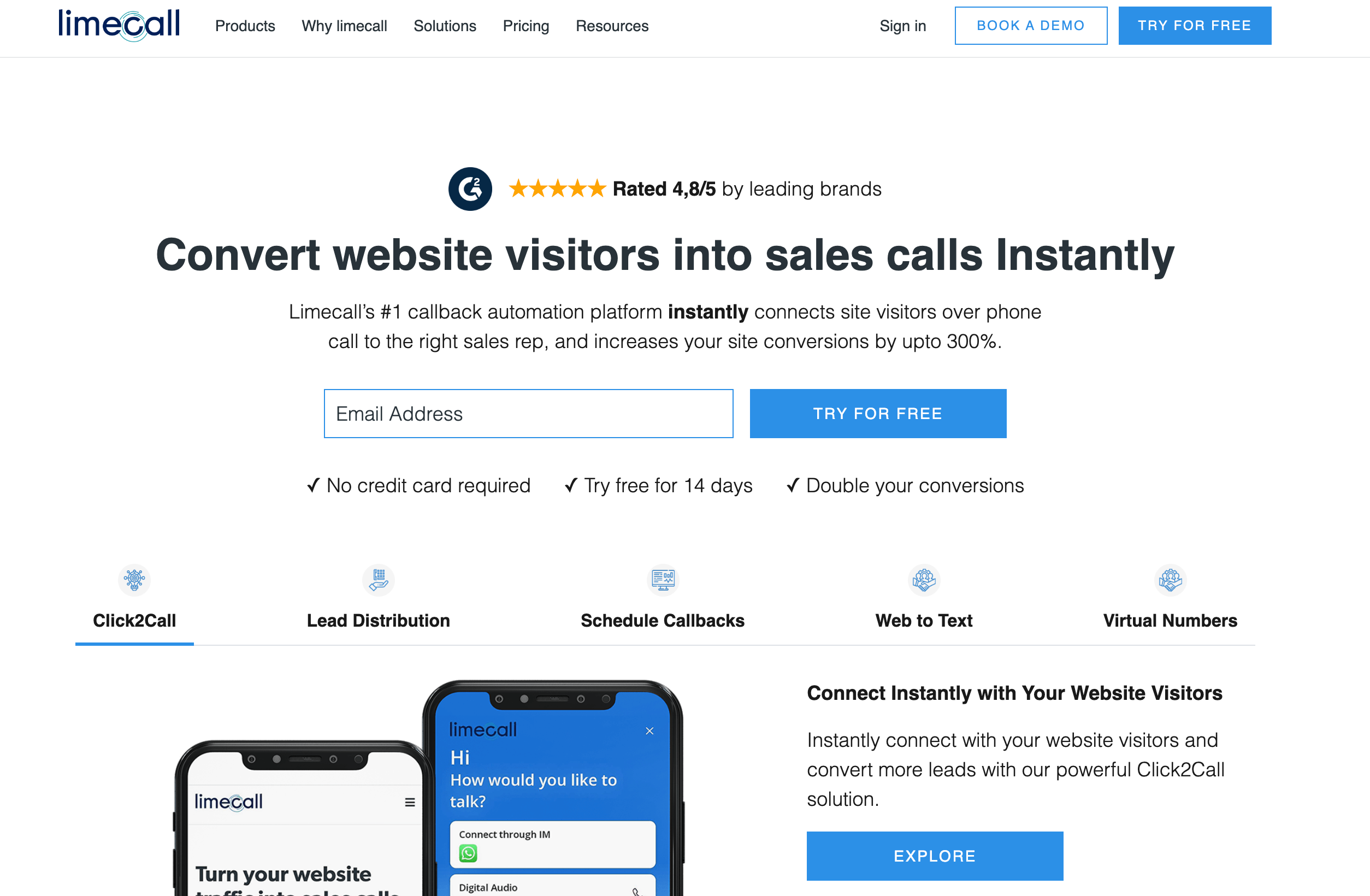 Limecall SaaS Website